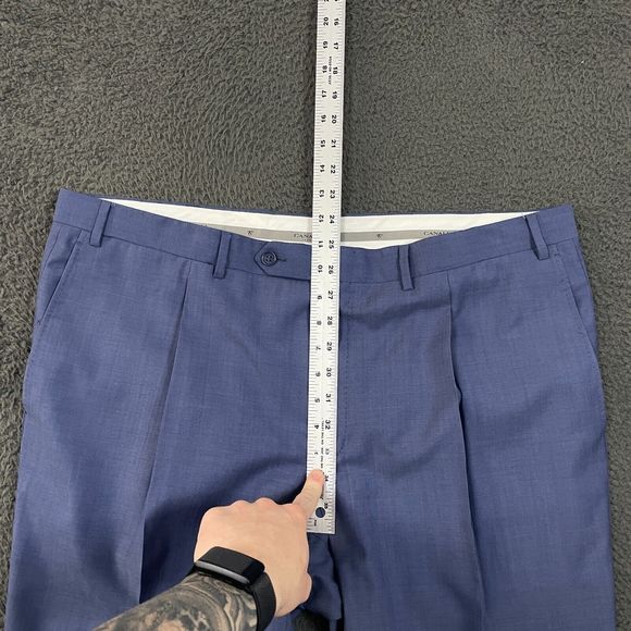 Canali Dress Pants Mens 40 Blue Classic Fit Wool Formal Pleated Italy 40x31 - Picture 9 of 13